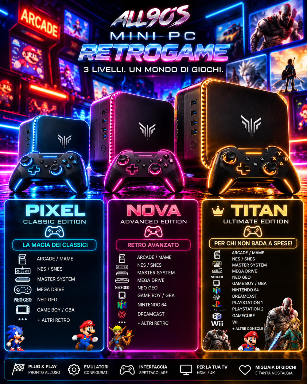 AK1X MINI-RETRO – Mini PC Retro Gaming | TITAN - PIXEL & NOVA Edition