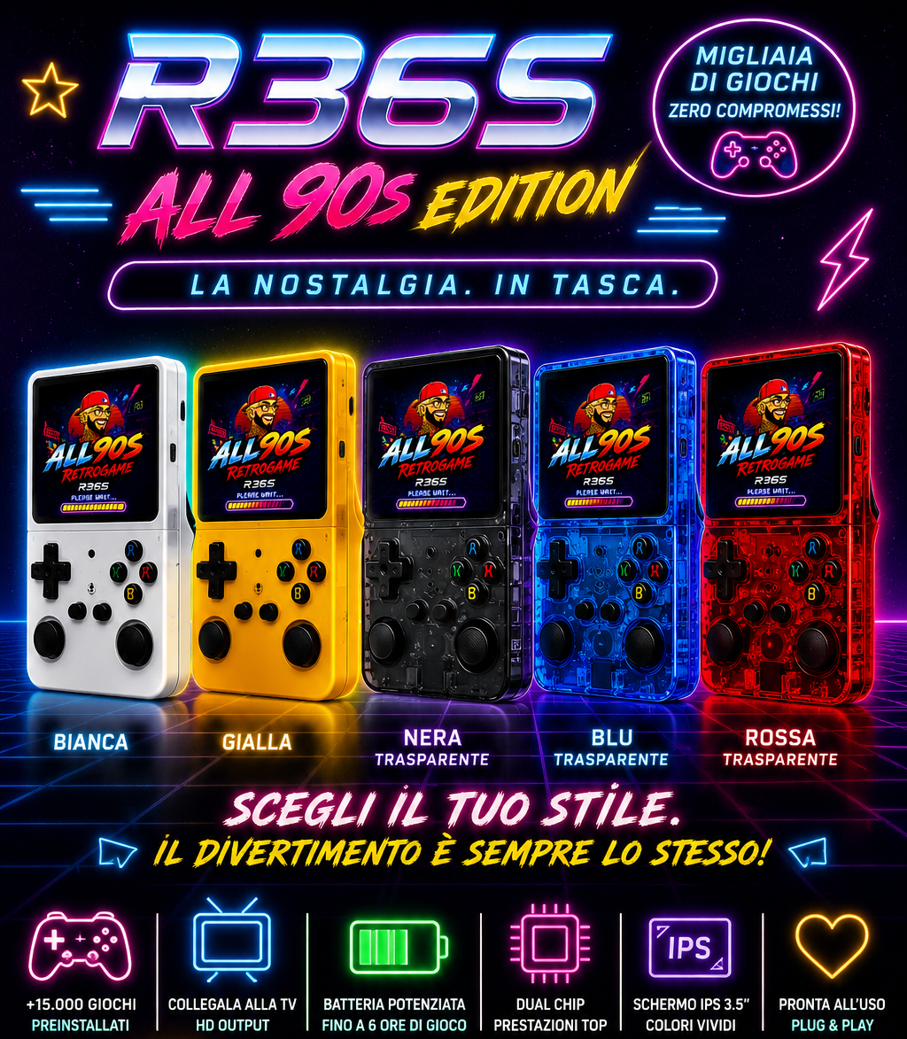 R36S ALL90S EDITION ARKOS CUSTOM  Doppio Chip RAM • Rockchip RK3326