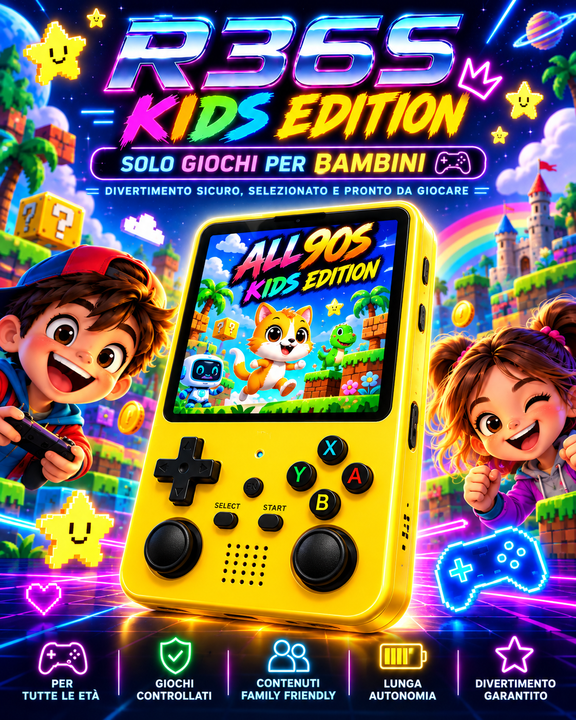 🎮 R36S KIDS EDITION – Il retrogaming pensato per i più piccoli